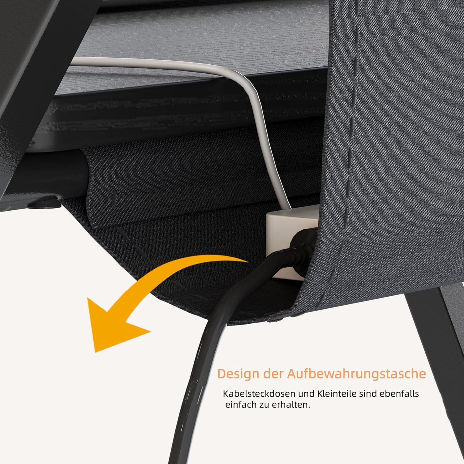 Kleiner klappbarer Schreibtisch mit Regal, Aufbewahrungstasche - Schwarz