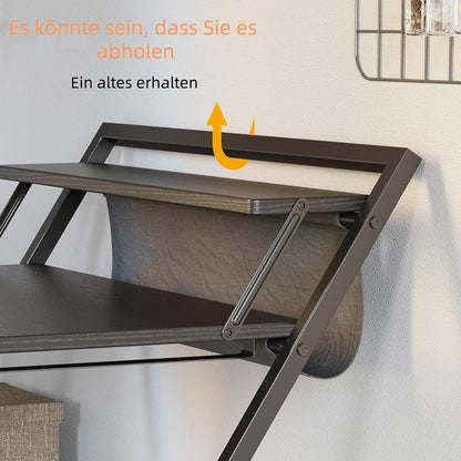Kleiner klappbarer Computertisch mit Regal, 60 cm, schwarz