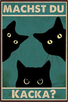 Witziges Schwarze Katze Badezimmer Wanddekoration 30x20cm