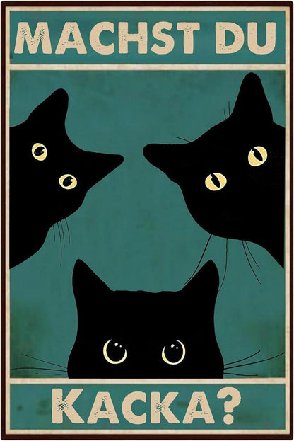 Witziges Schwarze Katze Badezimmer Wanddekoration 30x20cm