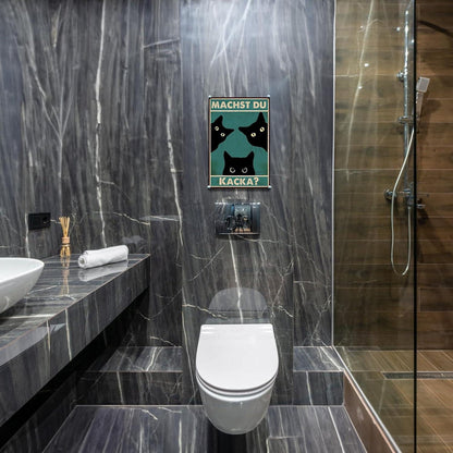 Badezimmer Wanddekoration Schwarze Katze Schild Lustig 30x20cm