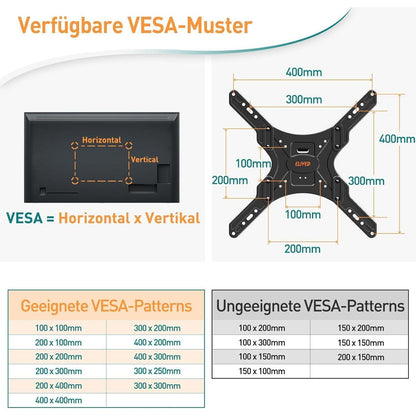 TV Wandhalterung für 26-60 Zoll Fernseher, Eckhalterung mit