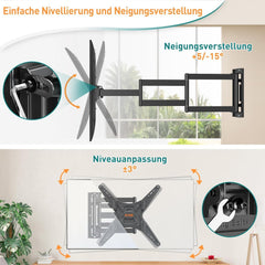 TV Wandhalterung Langarm 26-60 Zoll Fernseher Eckhalterung 749mm, VESA 400x400mm, bis 35KG