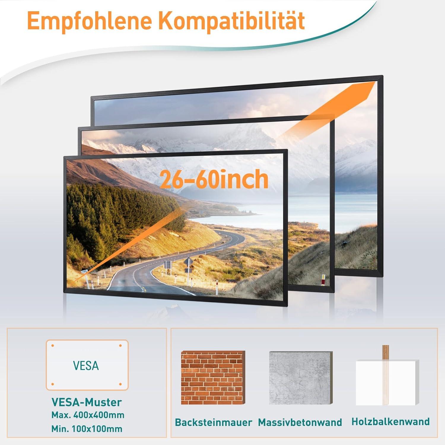 TV Wandhalterung für 26-60 Zoll Fernseher, Ausziehbar 749mm, VESA 400x400mm