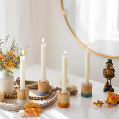 Romadedi Holz Kerzenständer 4er Set - Rustikale Vintage Deko