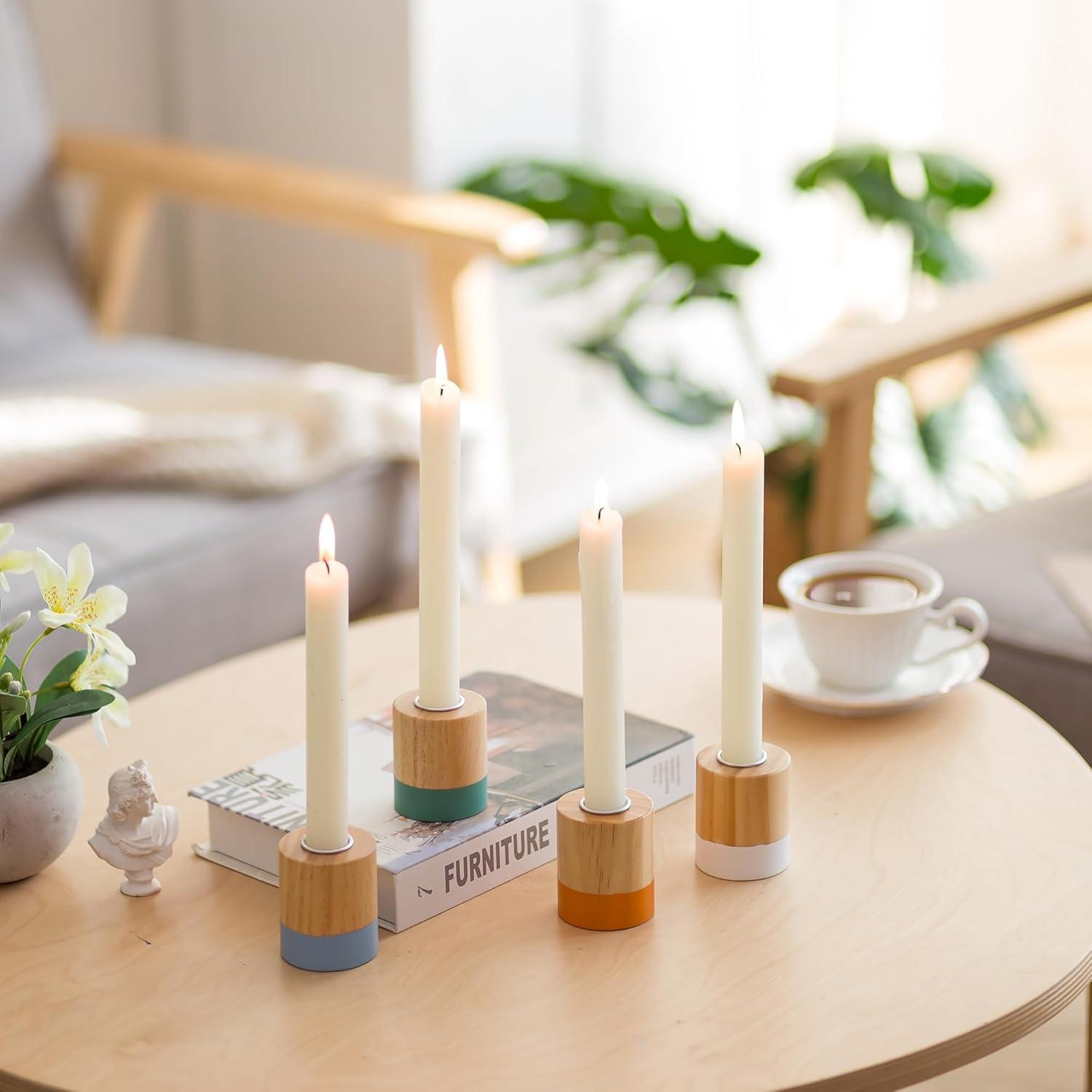 Kerzenständer Holz Boho Rustikale Deko 4er Set Landhausstil Advent