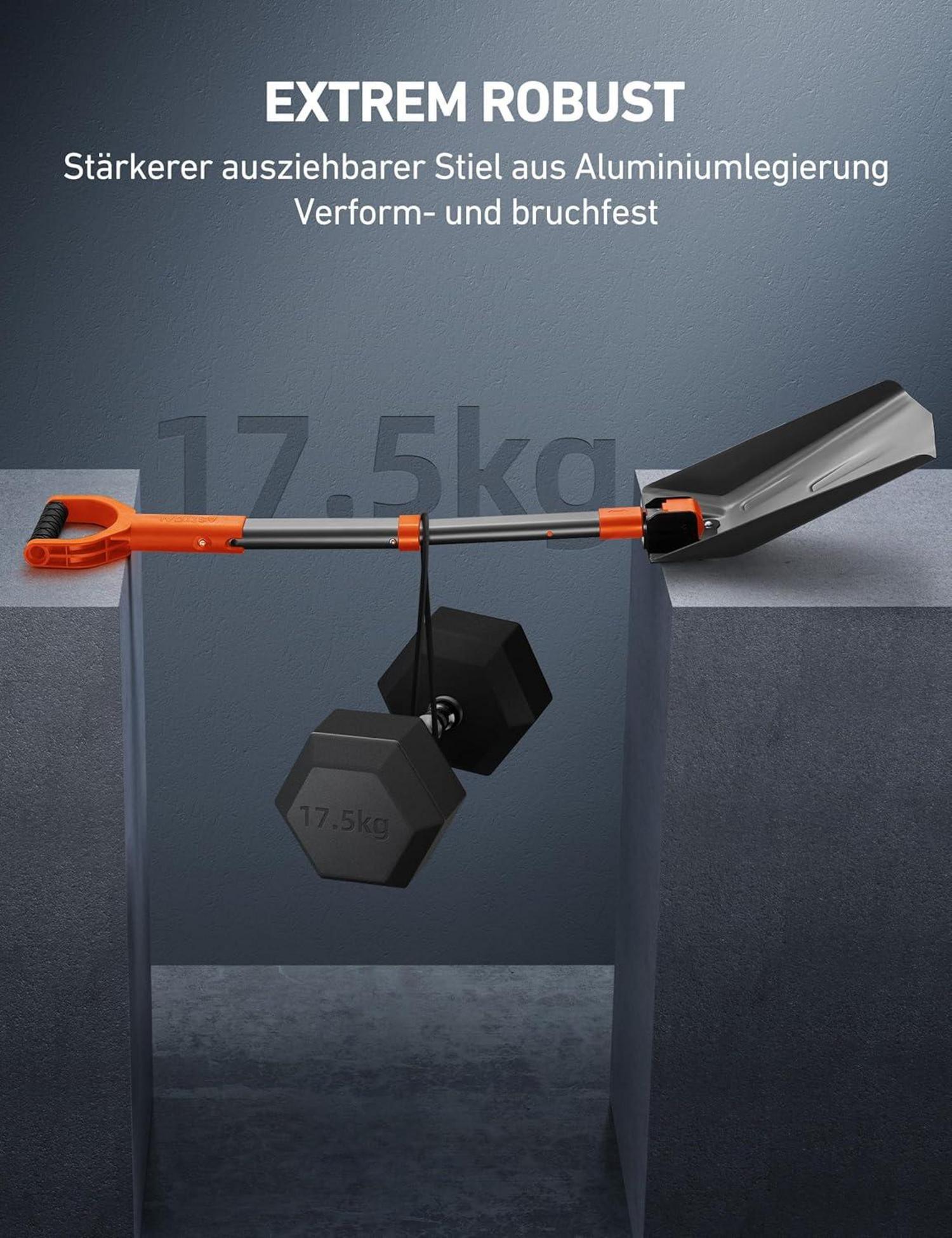 AstroAI Schneeschaufel ausziehbar Aluminium Griff Eisenscharnier
