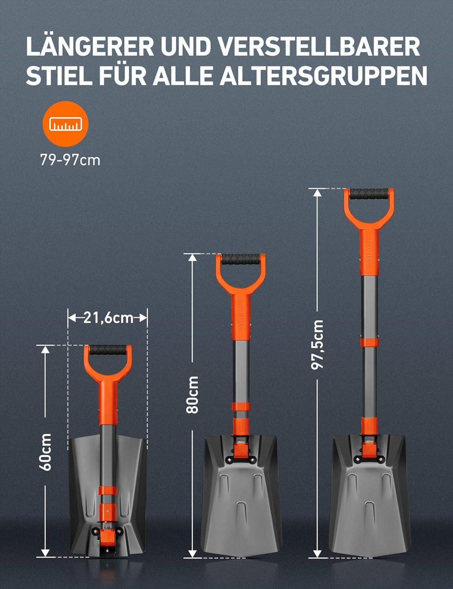 AstroAI Schneeschaufel ausziehbare Schaufel Aluminium Winter Auto Schneemobil