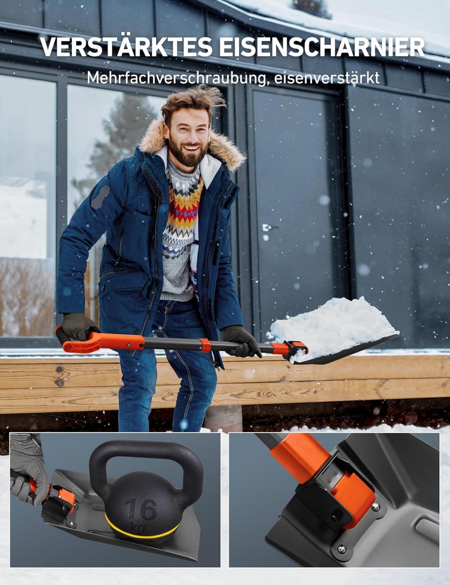 AstroAI ausziehbare Schneeschaufel Aluminium multifunktional Winter