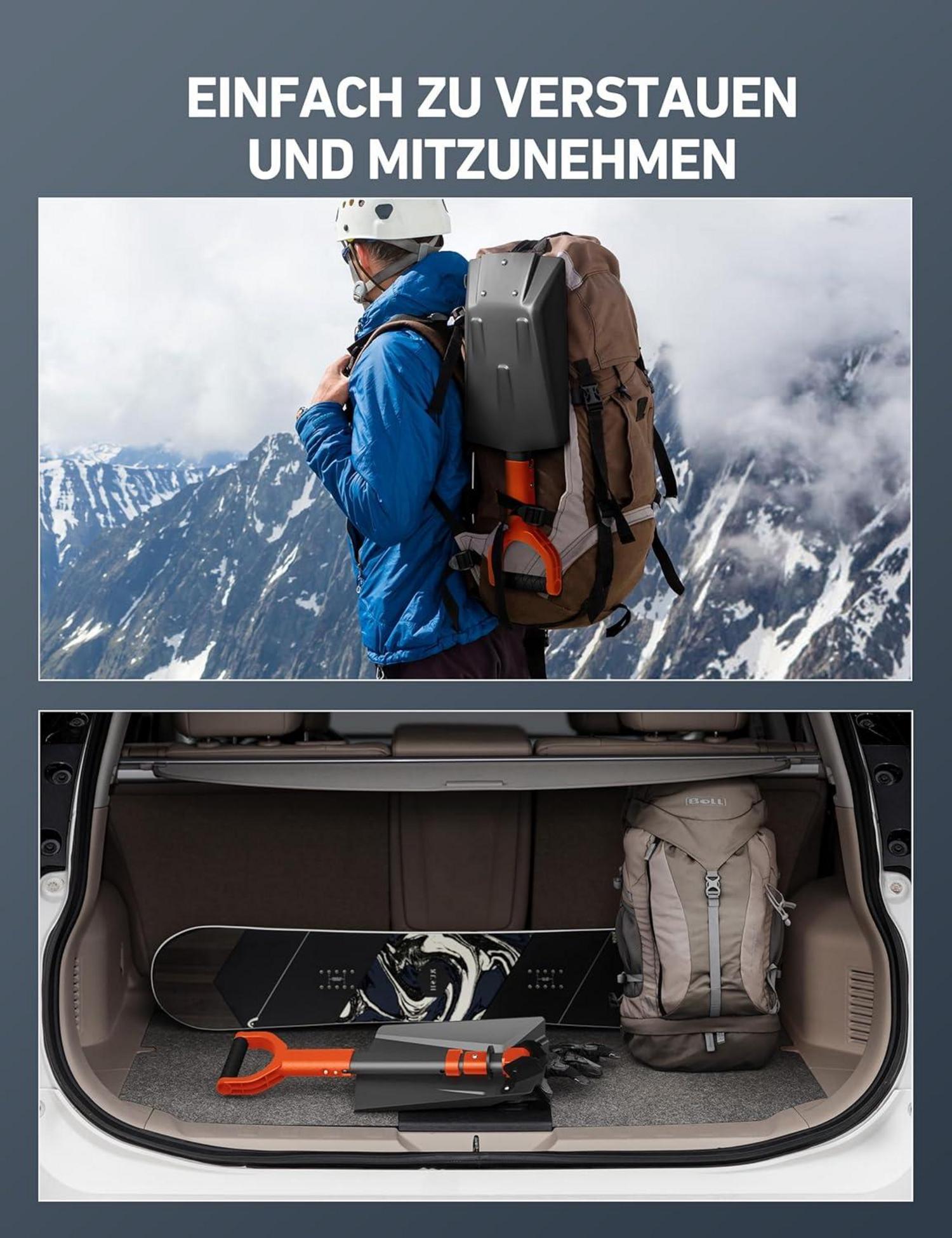 AstroAI Schneeschaufel ausziehbare Schaufel Aluminium Winter Auto Schneemobil