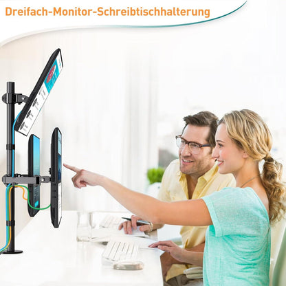 Monitor Halterung für 3 Monitore 17-32 Zoll, Höhenverstellbar, 360°, 8kg pro Arm, VESA 75/100mm