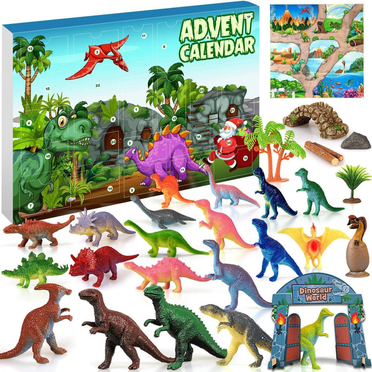 Adventskalender Dinosaurier 2024 mit 24 Figuren für Kinder