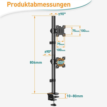 Monitor Halterung für 2 Monitore 13-32