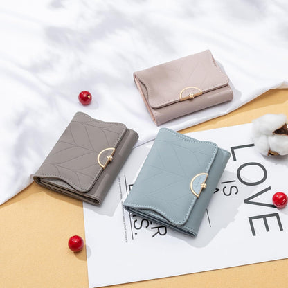 ANYWN Damen Geldbörse klein mit vielen Fächern und Münzfach Blümchen A-Rosa