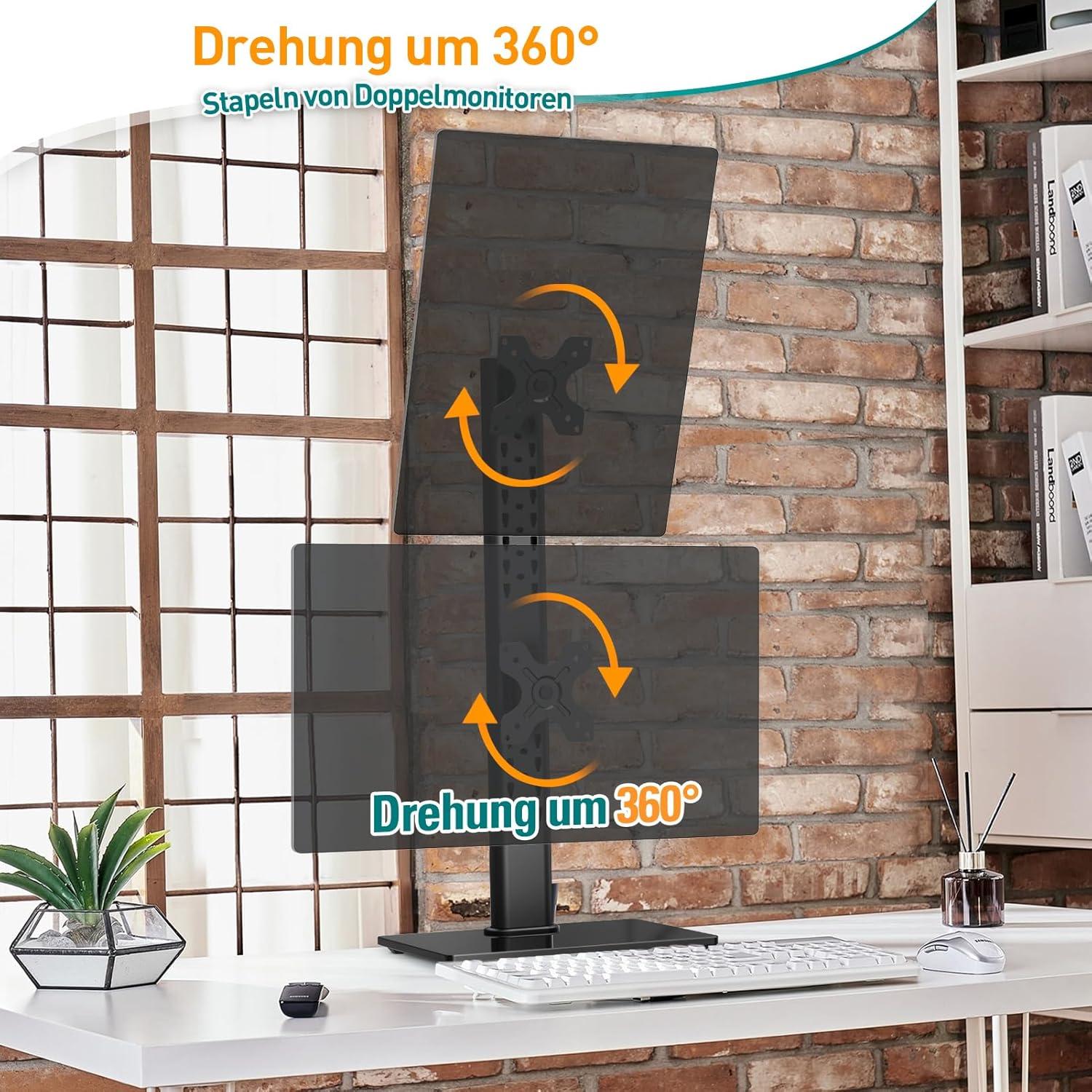 Vertikaler Dual Monitor Ständer bis 32 Zoll Höhenverstellbar