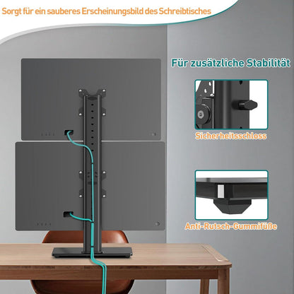 Vertikaler Dual Monitor Ständer 32 Zoll 10KG Freistehende Halterung