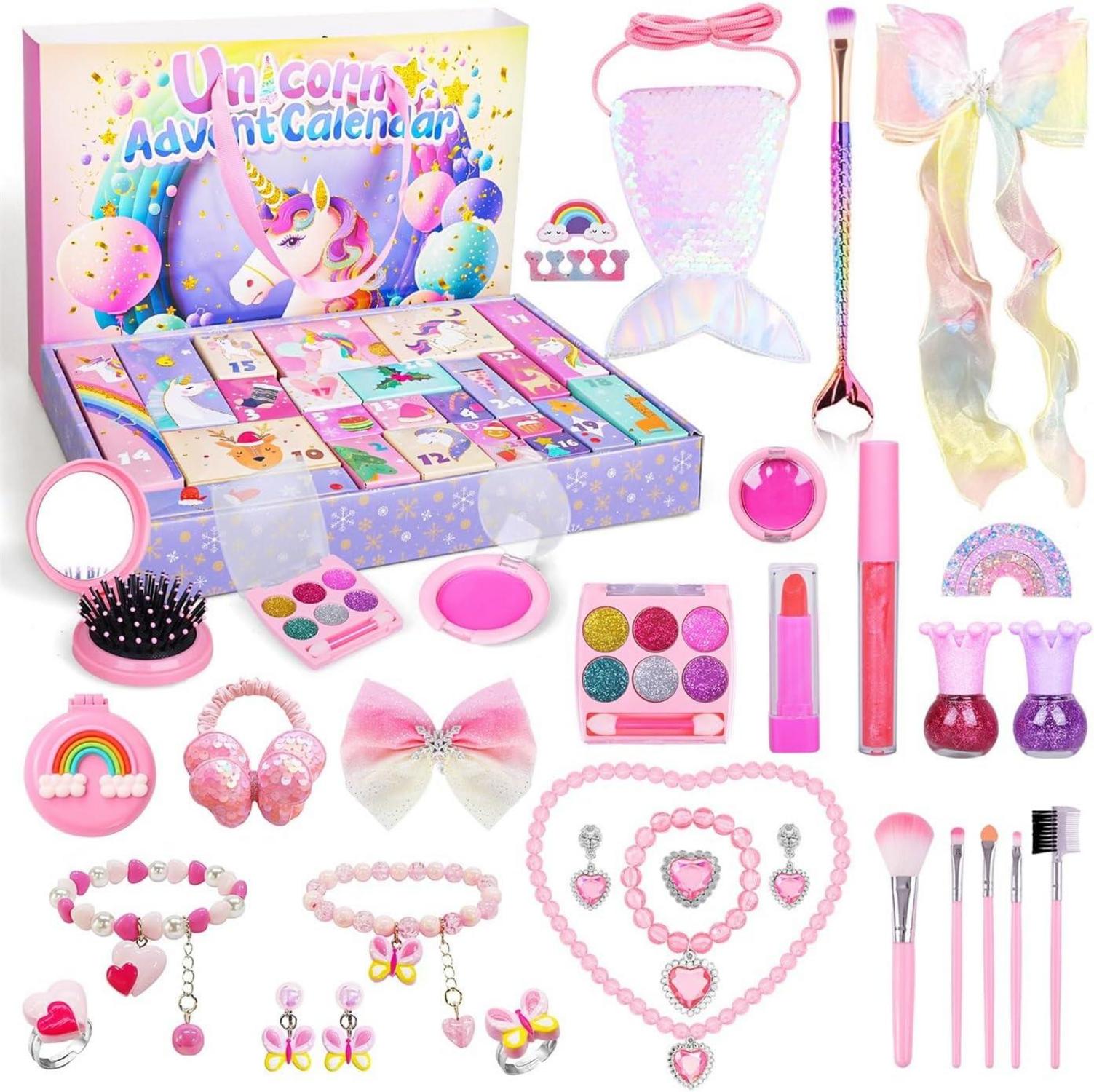 Adventskalender Kosmetik Mädchen 2024 Weihnachtskalender 24 Schmuck Schminke Beautykalender Ab 3-12 Jahre