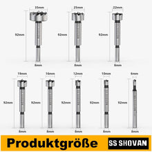 8TLG Forstnerbohrer Set 6-35mm Rundschaft Holzbohrer