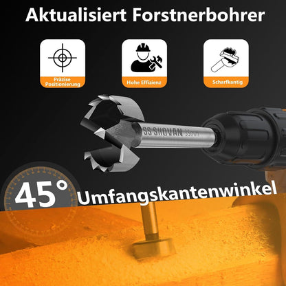 Forstnerbohrer Set 6-35mm, 8TLG Holzbohrer Professional mit Rundschaft