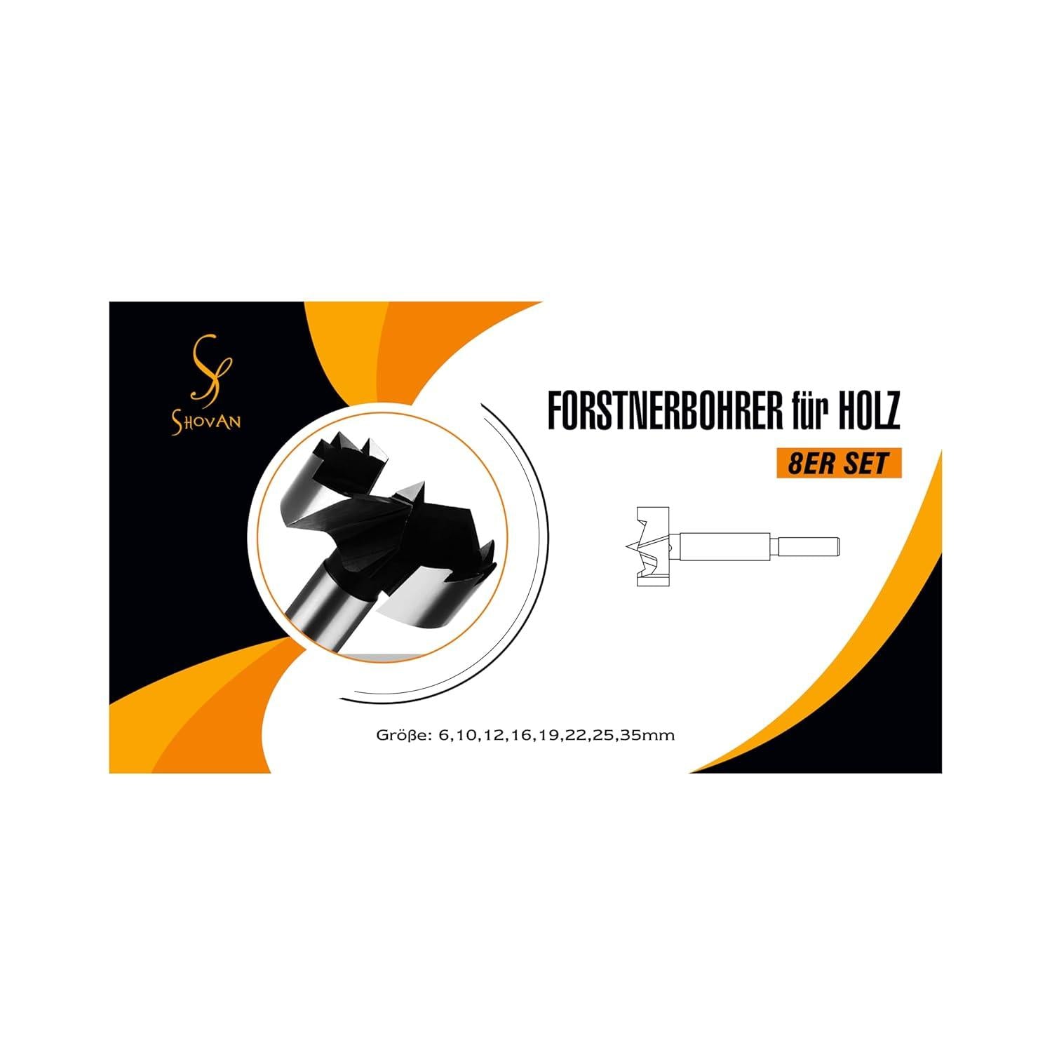 Forstnerbohrer Set 8TLG Holzbohrer Rundschaft 6-35mm Hartholz