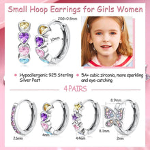 4 Paar Mädchen Kinder Silber 925 Zirkonia Creolen Set
