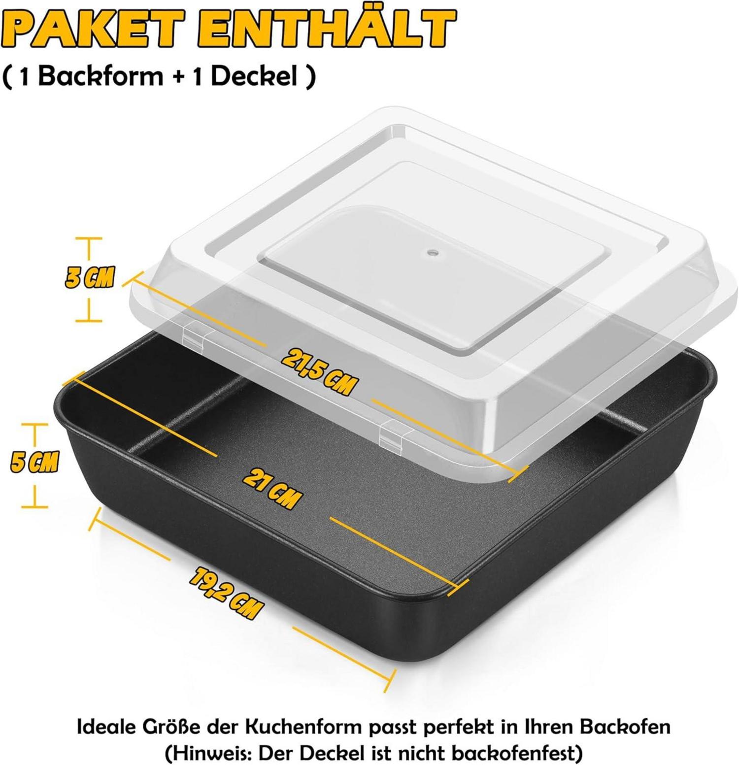 TEAMFAR Quadratische Backform mit Deckel 21cm Edelstahl