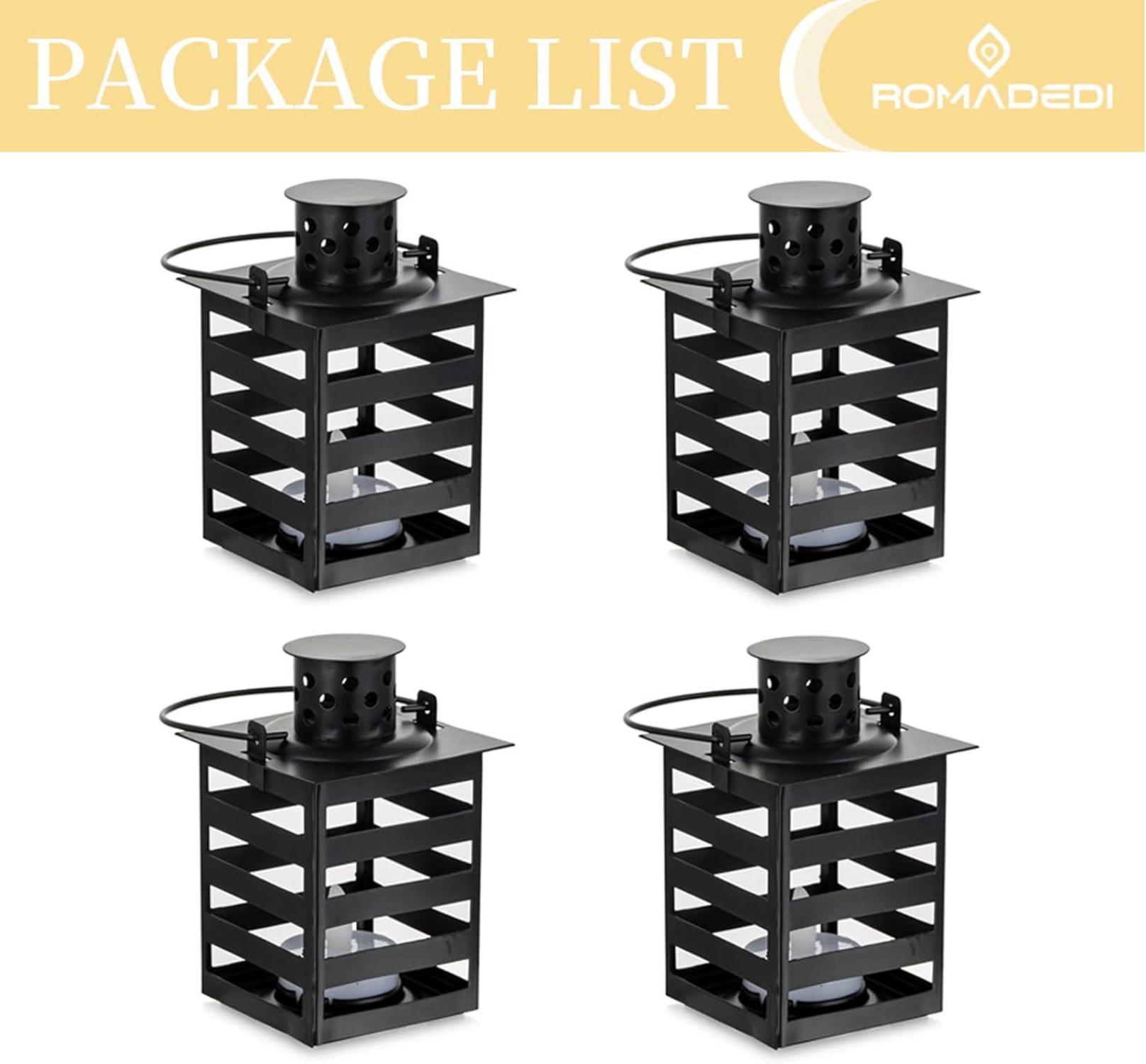 Laterne Schwarz Set LED Metall für Kerzen Hochzeit Weihnachten Modern