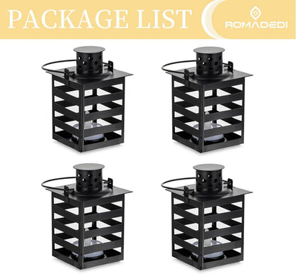 Laterne Schwarz Set LED Metall für Kerzen Hochzeit Weihnachten Modern