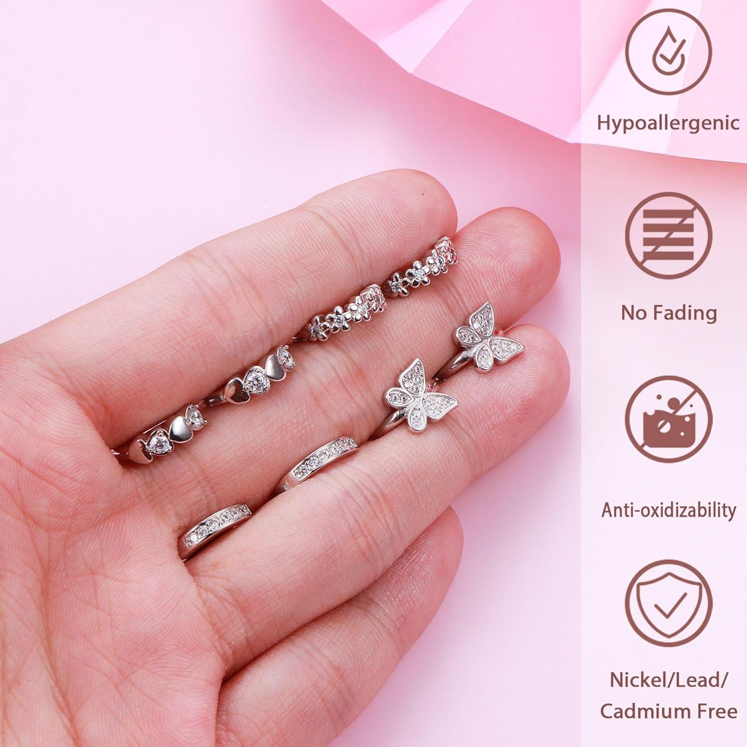 4 Paar Silber 925 Mädchen Kinder Creolen Set Zirkonia Hypoallergen