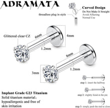Titan Lippenpiercing Set CZ Opal Ohr Nasenpiercing 16G 20G