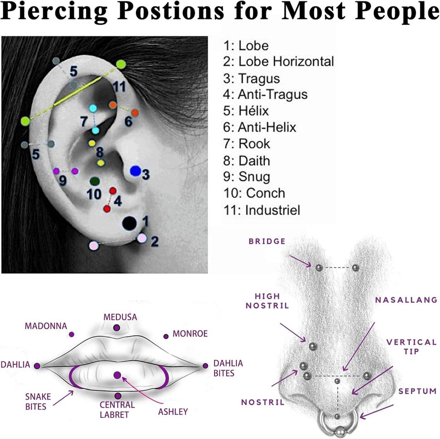 Titan Lippenpiercing Labret Piercing CZ Opal 2er Set - G23 Stabstärke 16G 6mm