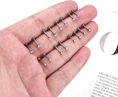Titan Lippenpiercing Labret Opal CZ Set 16G 6mm