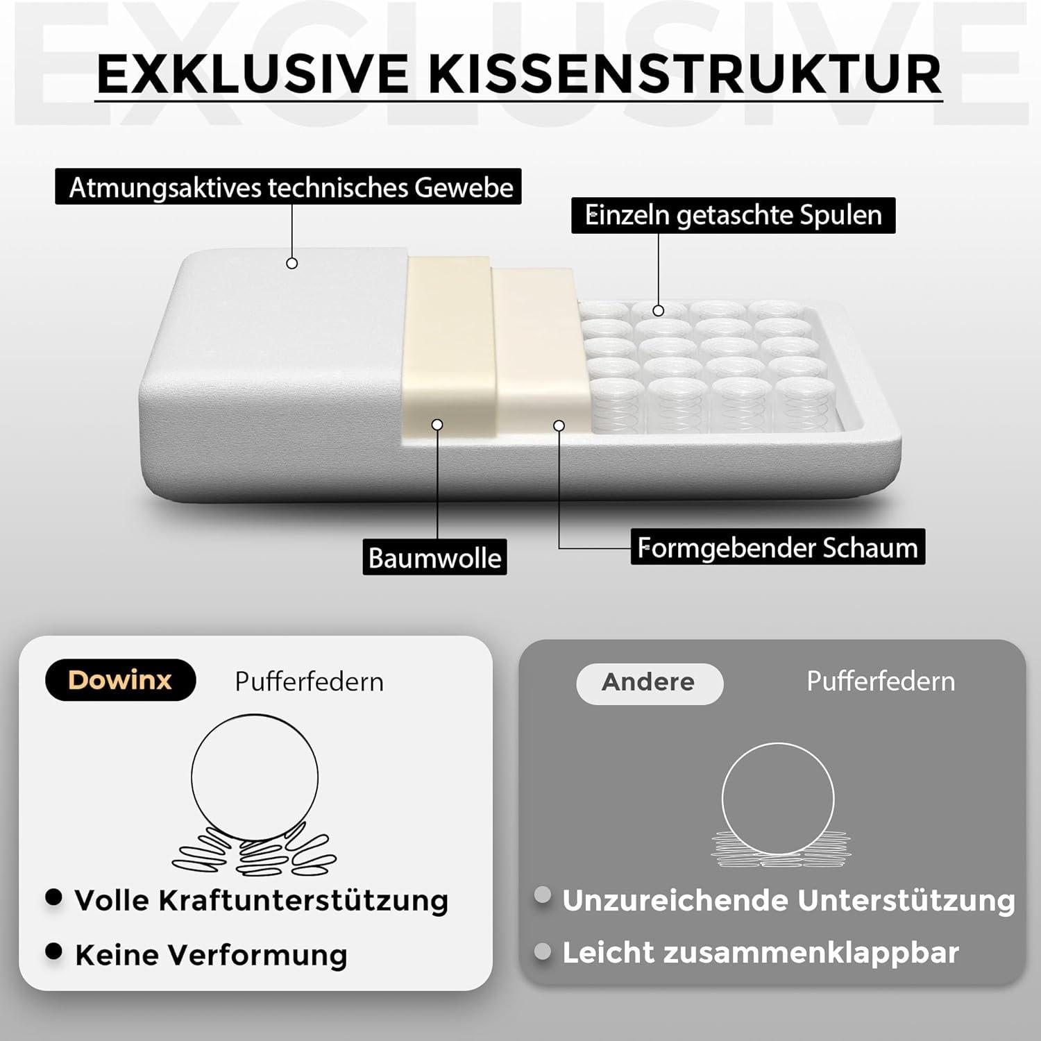Dowinx Gaming Stuhl mit Massagefunktion und Fußstützen XXL Grau