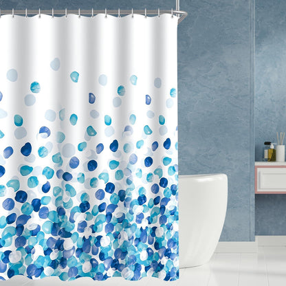 Lerores Duschvorhang Blaue Blütenblätter 180x180cm Wasserabweisend Textil Anti-Schimmel Badezimmer mit 12 Ringen