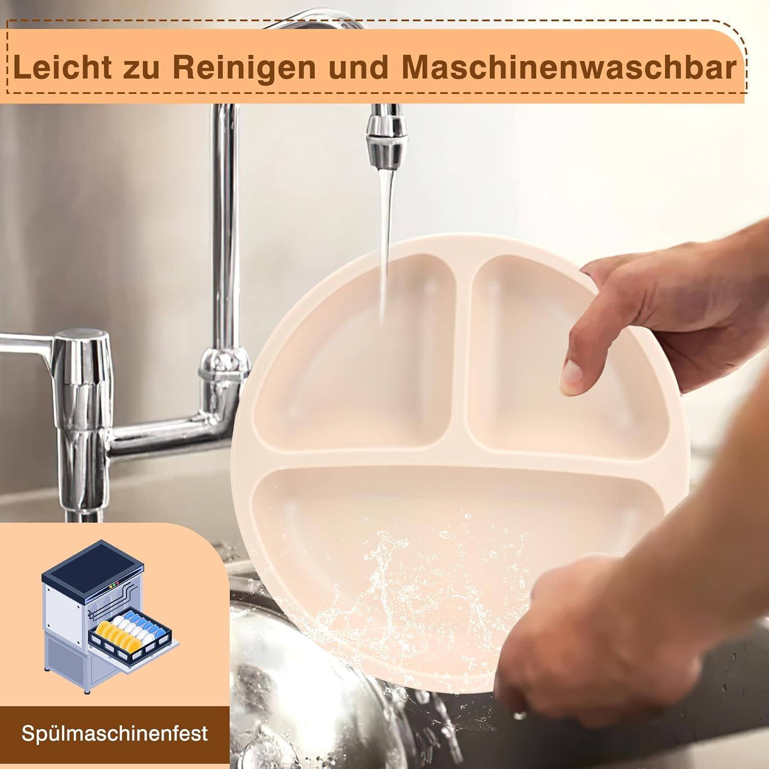 Kinderteller mit Saugnapf aus Silikon BPA-frei Spülmaschinenfest 2er Set