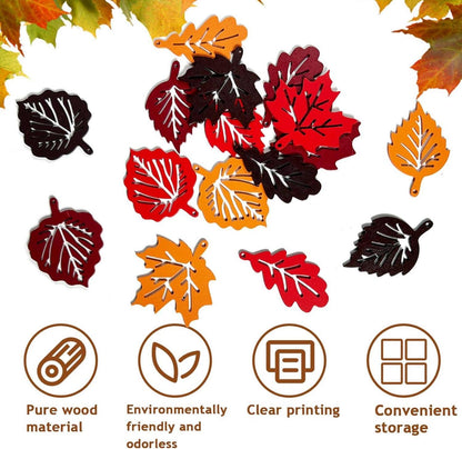 Holz Herbst Deko Anhänger Blätter Set 16pcs Maple Leaf