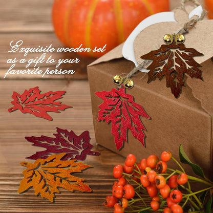 BARVERE 16 Stück Ahornblatt Holz Herbst Deko Fenster Hängen Autumna Decor