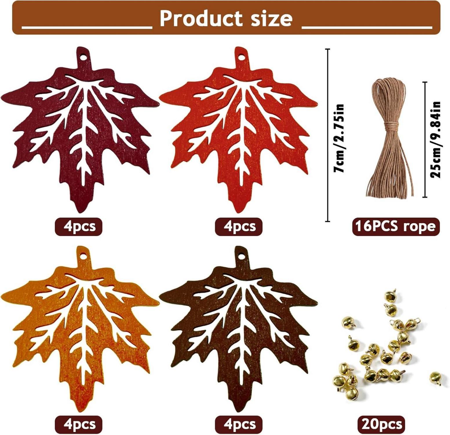 BARVERE Holz Ahornblatt Anhänger Set 16x Herbst Dekoration Fenster Hängende Deko
