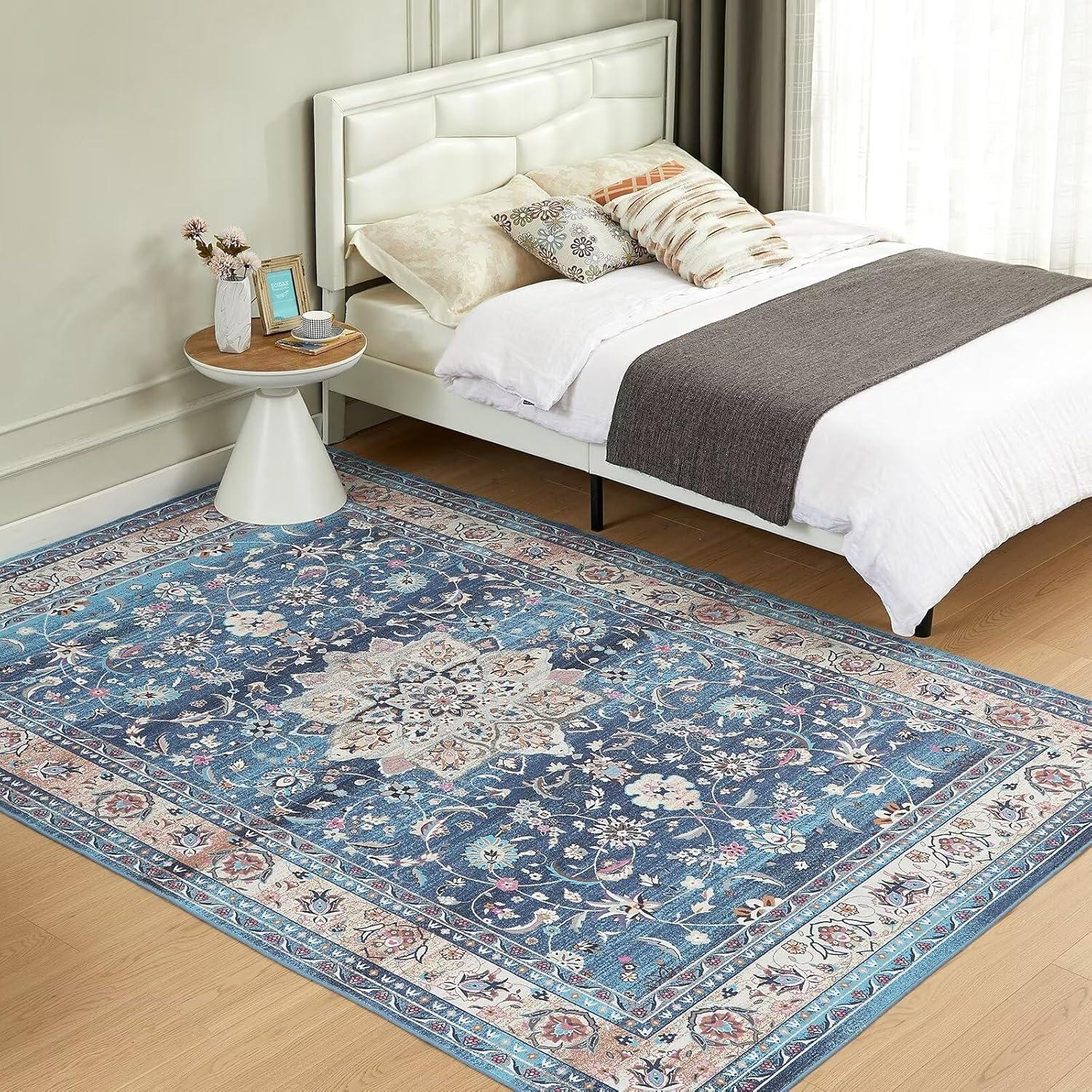 Waschbarer Teppich 120x170CM Vintage Kurzflor rutschfest
