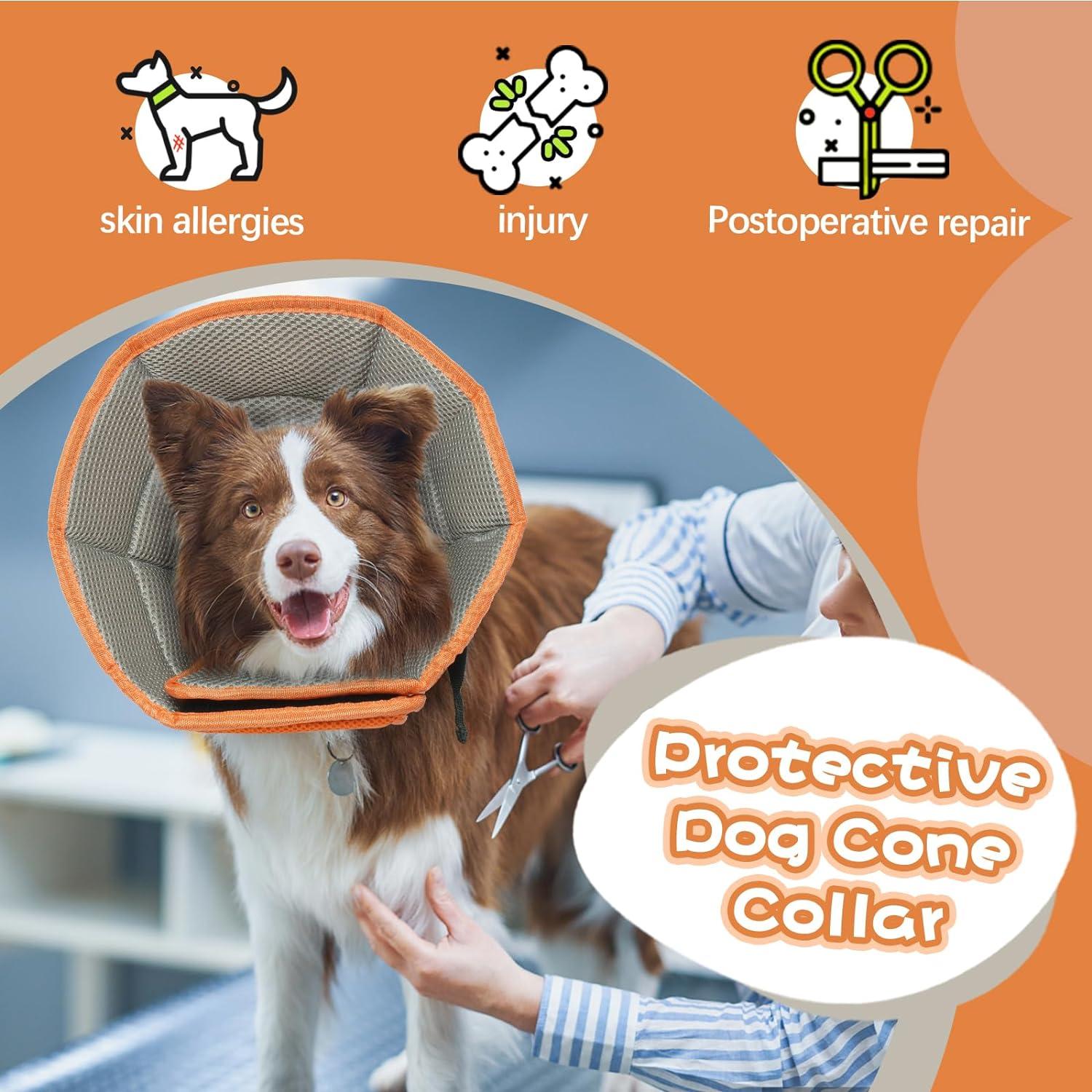 Halskrause Hund Leckschutz Schutzkragen Einstellbar Orange L