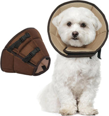 Halskrause Leckschutz Hund Schutzkragen Braun M Einstellbar