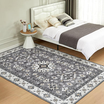 Waschbarer Vintage Teppich 120x170CM Grau rutschfest