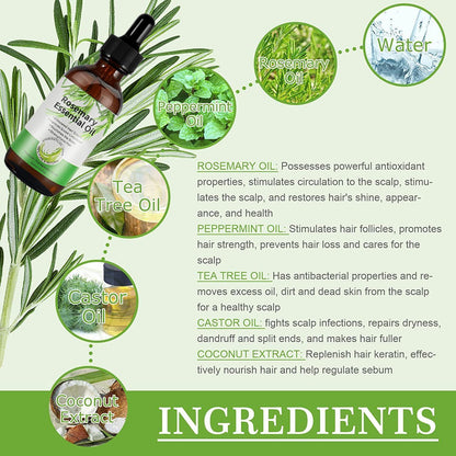 Rosmarinöl 100% 180ml für Haarwachstum Set gegen Haarausfall