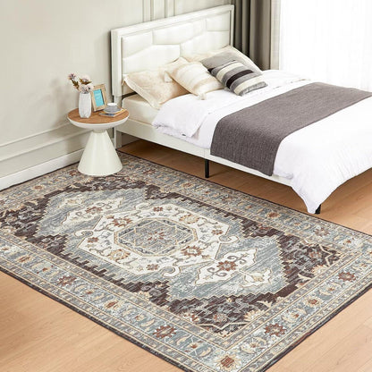 Waschbarer Vintage Teppich Braun Klassisch 120x170cm