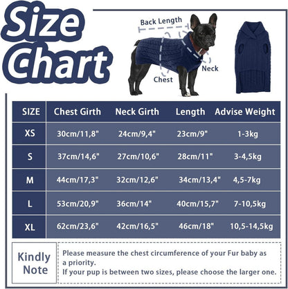 Hjumarayan Hundepullover Marineblau M Mittelgroße Hunde Strick Pullover Warm & Weich