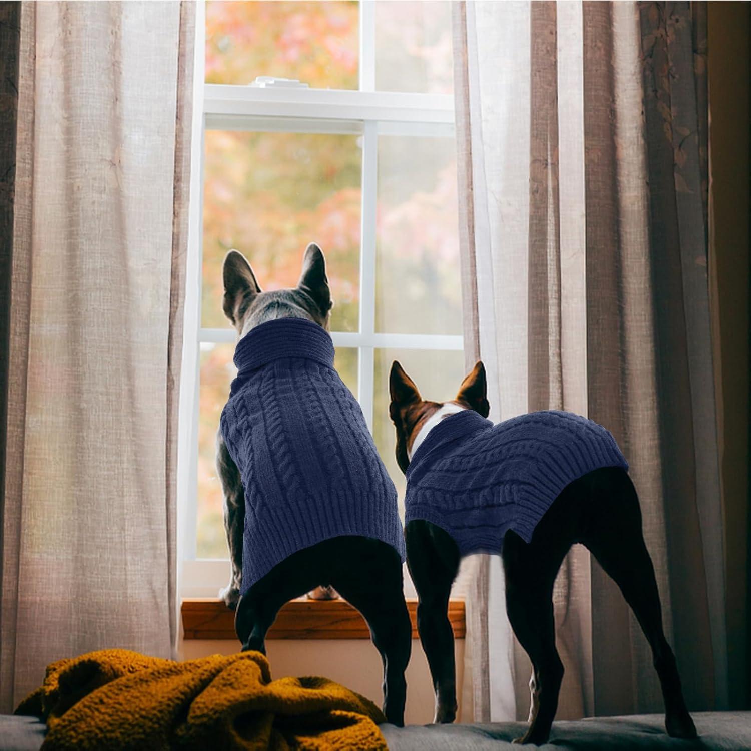 Hundepullover Weich Warm Strick Pullover Mittelgroße Hunde Marineblau