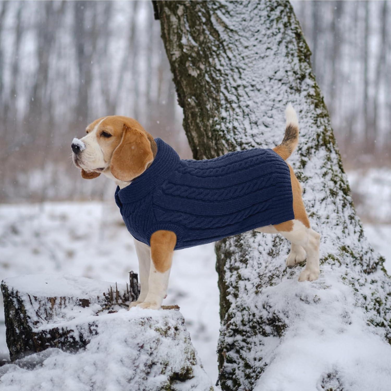 Hundepullover Weich Warm Strick Pullover Mittelgroße Hunde Marineblau