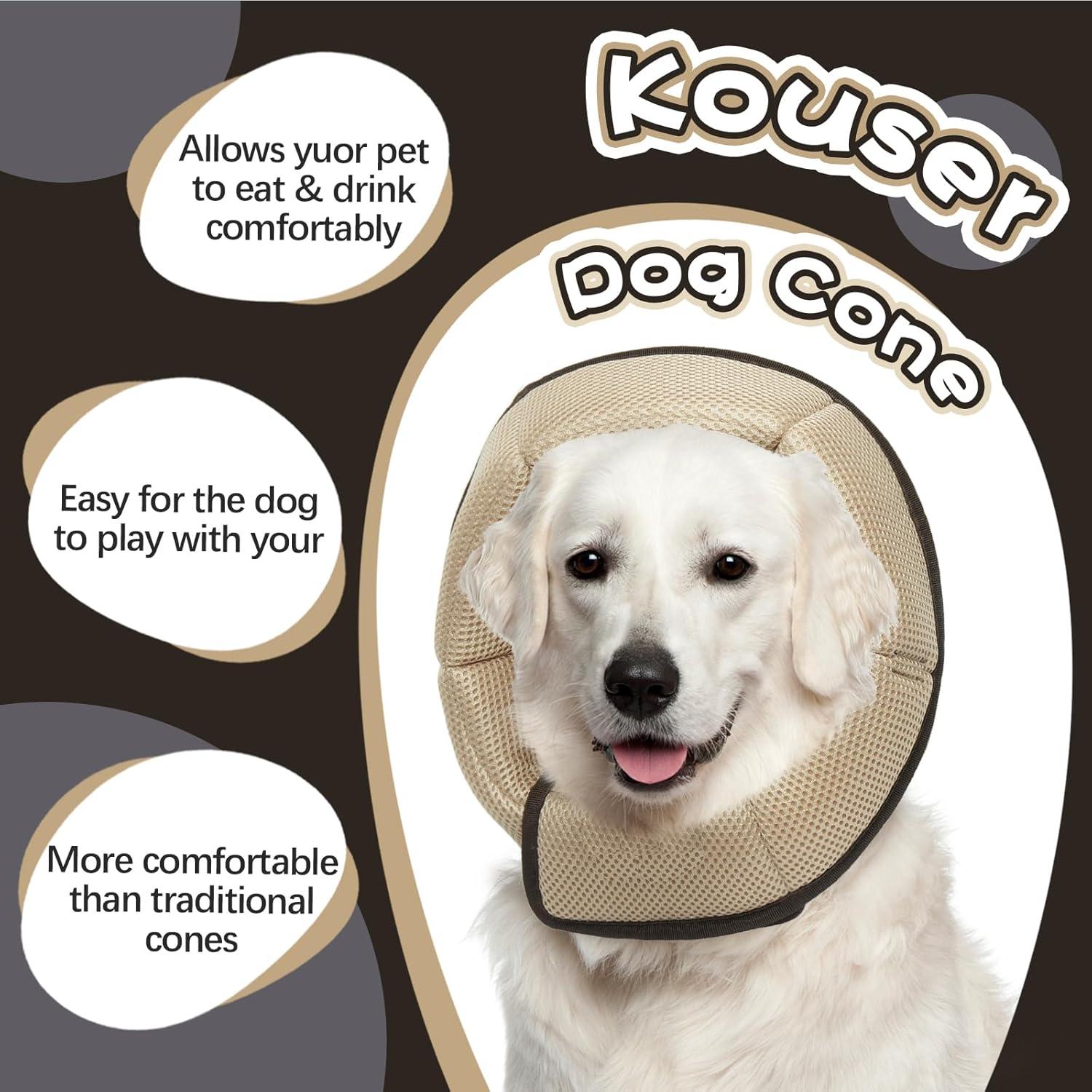 Kuoser Hund Halskrause Leckschutz Einstellbar Braun S 24-30cm