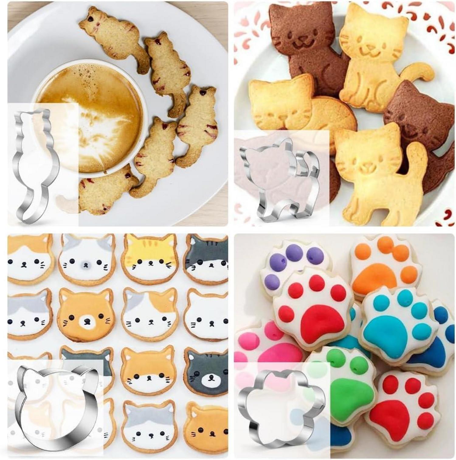 Katze Ausstecher 8er Set Edelstahl Plätzchenformen Geburtstag DIY Tiere