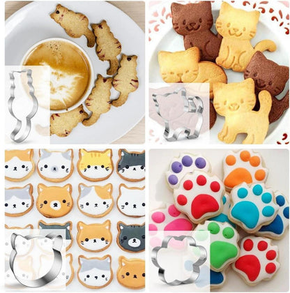Katze Ausstecher 8er Set Edelstahl Plätzchenformen Geburtstag DIY Tiere